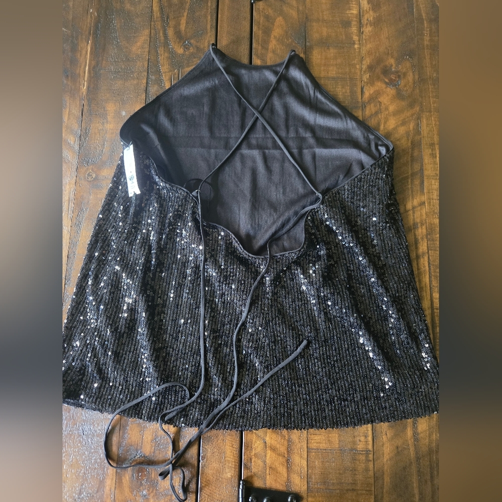 Banana Republic NWT Black Sequin Party Top Size S